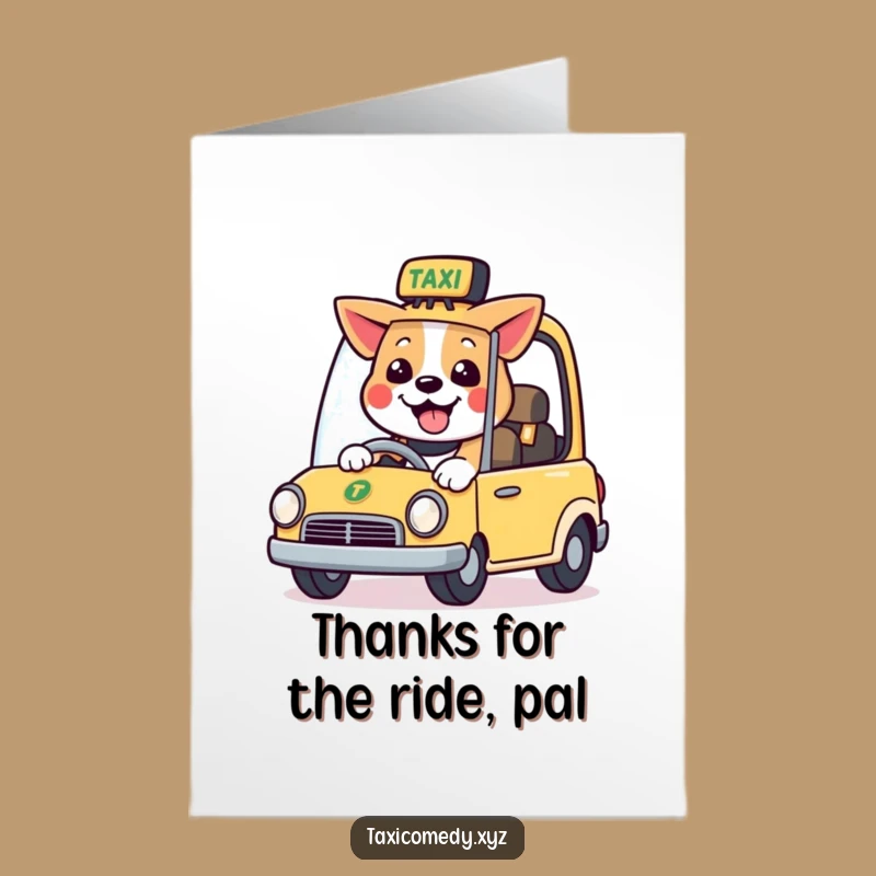Free Printable Thank You Card: Cheerful Dog Taxi, Unique DIY Gift of Gratitude