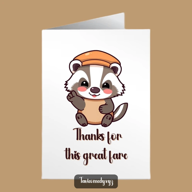 Free Printable Badger Taxi Card: Funny Thank You Downloadable Gift, Print at Home!
