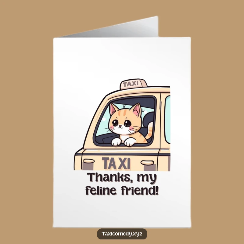 Thanks Cat Taxi Card: Free Printable Downloadable Appreciation!
