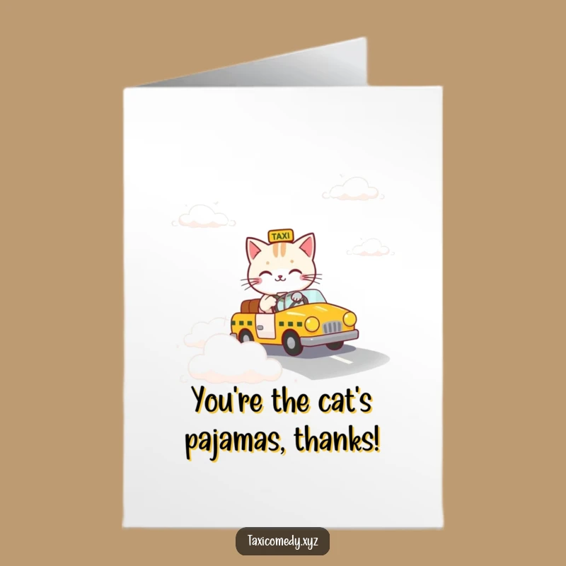 Free Printable Thank You Card: Cat Taxi on Clouds - Printable Gratitude!