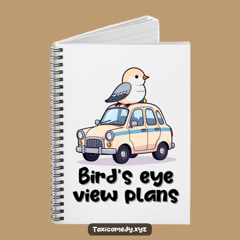 Funny Notebook: Bird on Taxi - Jot Down Your Travels, Perfect Gift