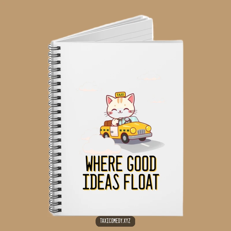 Funny Cloud Taxi Cat Notebook - Whimsical Journal for Dreamers