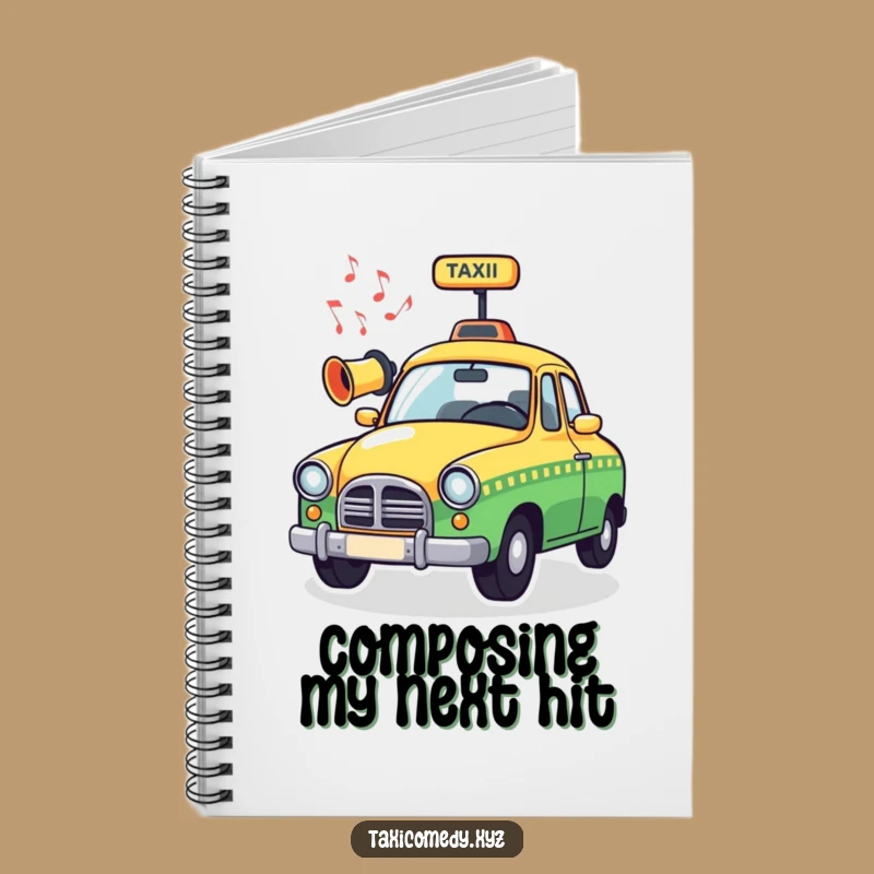 Funny Musical Taxi Notebook: Whimsical Horn Playing Tunes, Humorous Ride Journal Gift