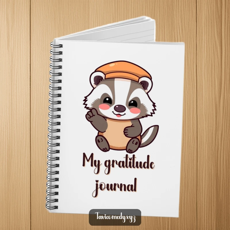 Funny notebook with a badger character giving a happy, grateful nod after paying the taxi fare, perfect for jotting down thoughts.