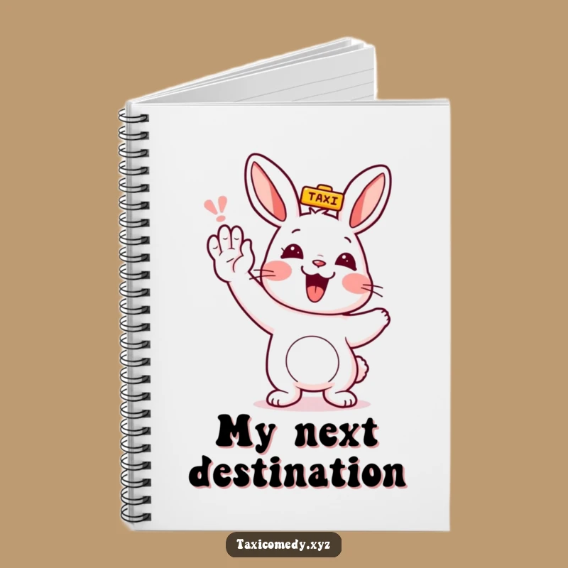 Funny Rabbit Hailing Taxi Notebook - Humorous Journal for Creative Minds