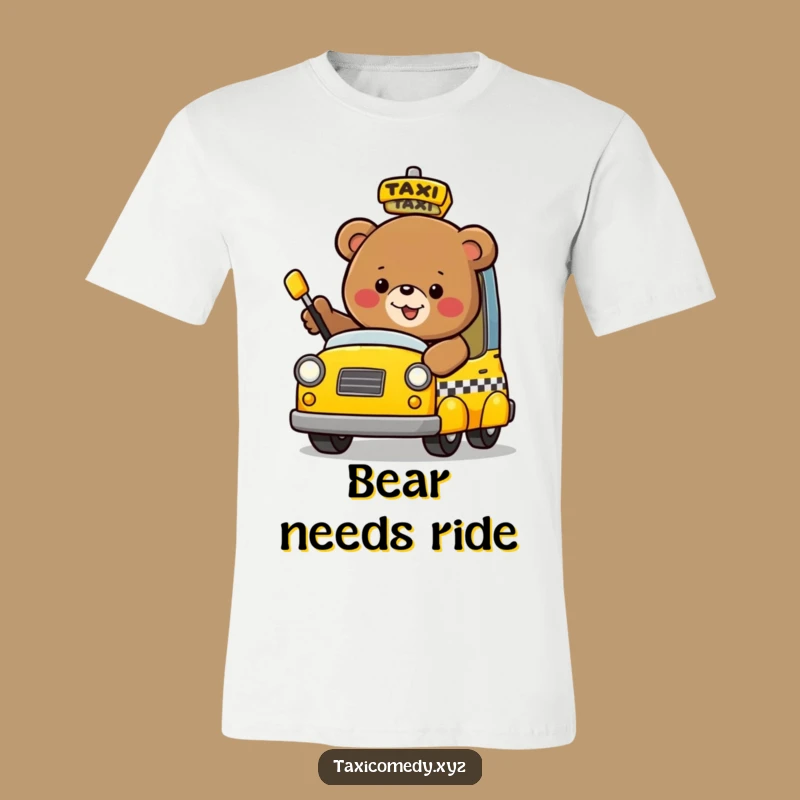 Funny Bear Flagging Taxi T-Shirt: Wear Your Joyful Spirit with Humor