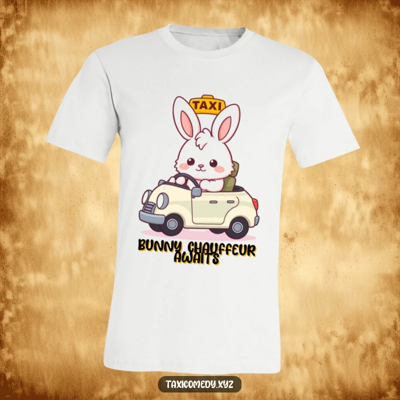Funny fluffy bunny taxi driver, giving a nod, hilarious funny gift for animal lovers and riders.