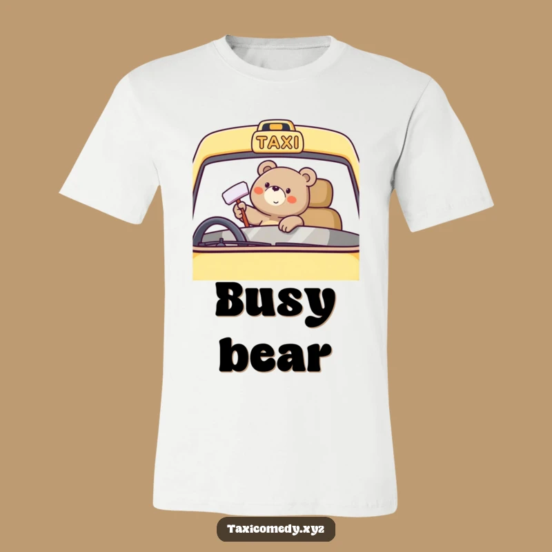 Funny Bear Taxi Driver T-Shirt: Happy Polishing, Witty Car Tee, Gift