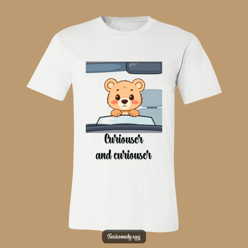 Funny Bear Cub Taxi T-Shirt: Curious Cub's Adventure Tee for Wildlife Humor Fans