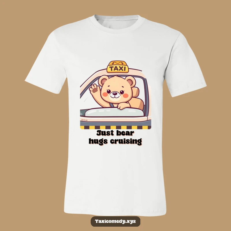 Funny Bear Cub Taxi Tee: Waving Passenger Shirt, Cute Animal Graphic Gift