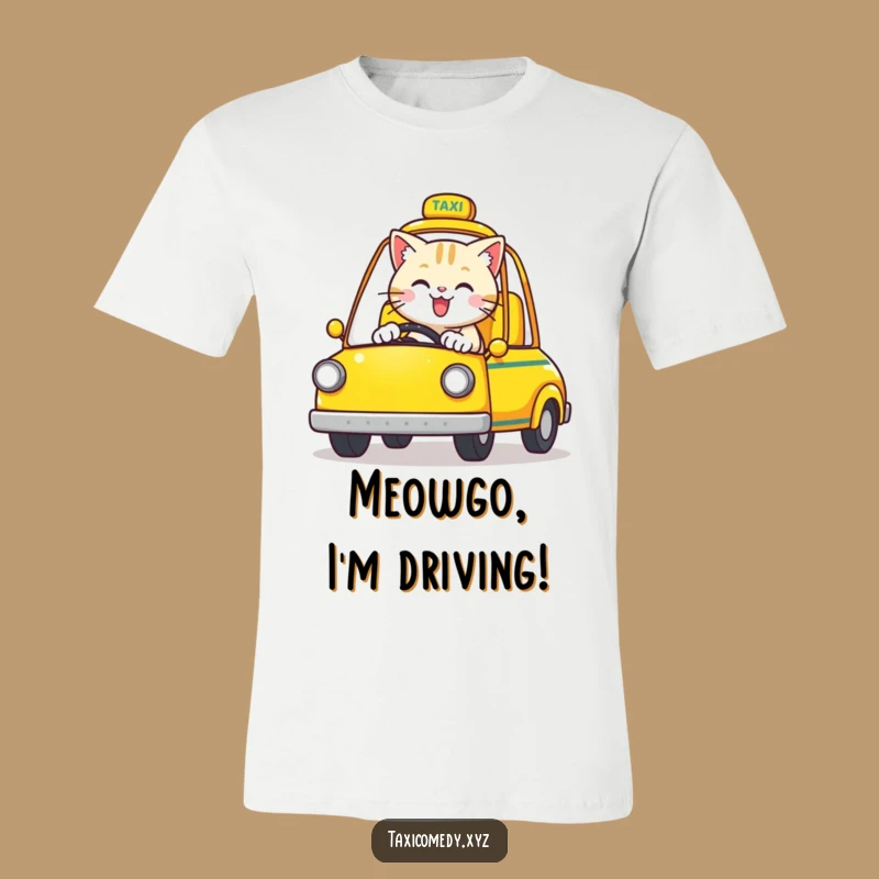 Funny Cat Cab Driver T-Shirt: Whimsical Cat, Yellow Taxi, Great Gift