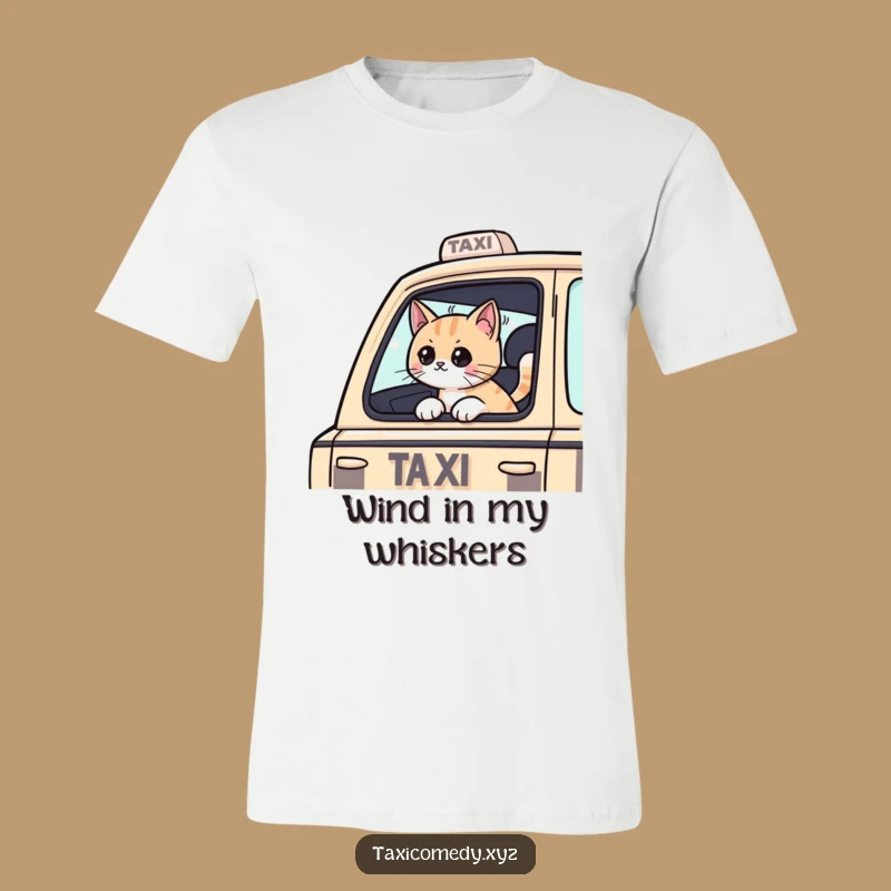 Funny Cat Taxi T-Shirt: Cat Passenger Head Out Window Tee for Funny Gifts