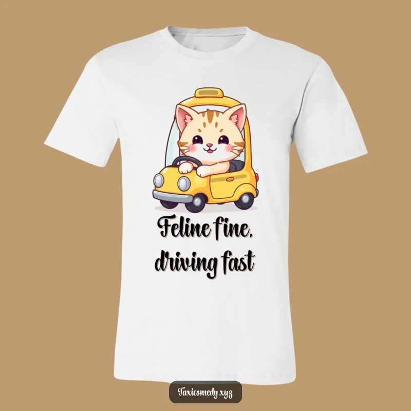 Funny Cute Cat Taxi Driver T-Shirt - Hilarious Driving Feline Apparel