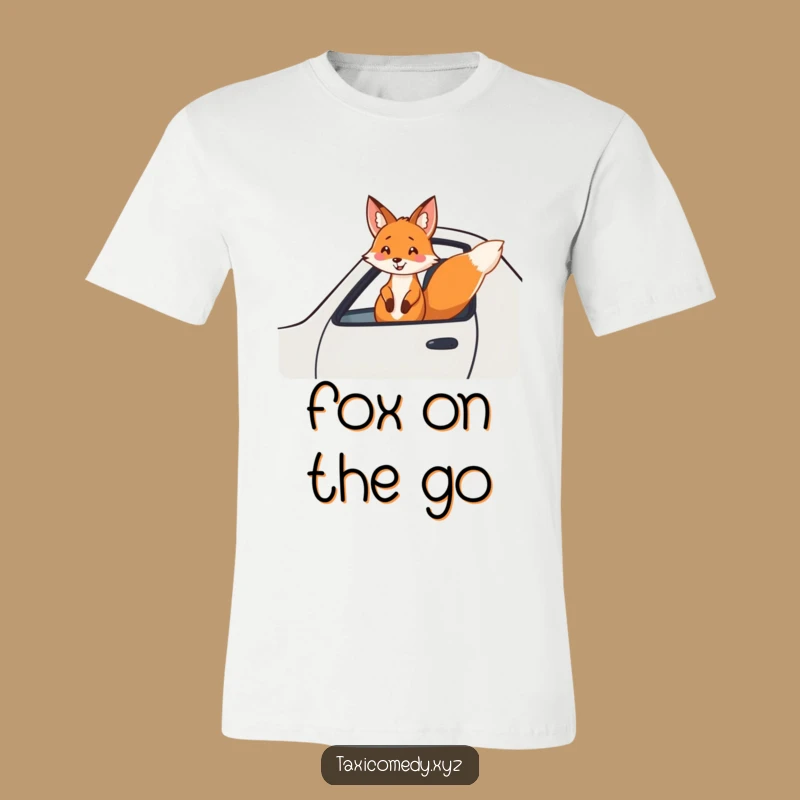 Funny Fox T-Shirt: Cheerful Rider, Hilarious Taxi Adventure Tee