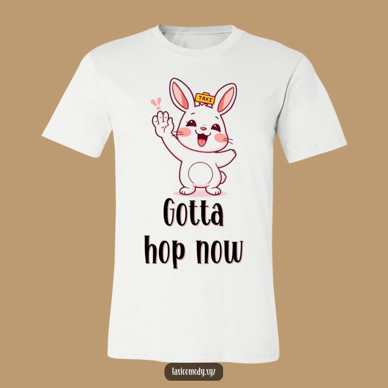 Funny Rabbit Hailing Taxi T-Shirt - Comedic Animal Tee for Giggle Lovers