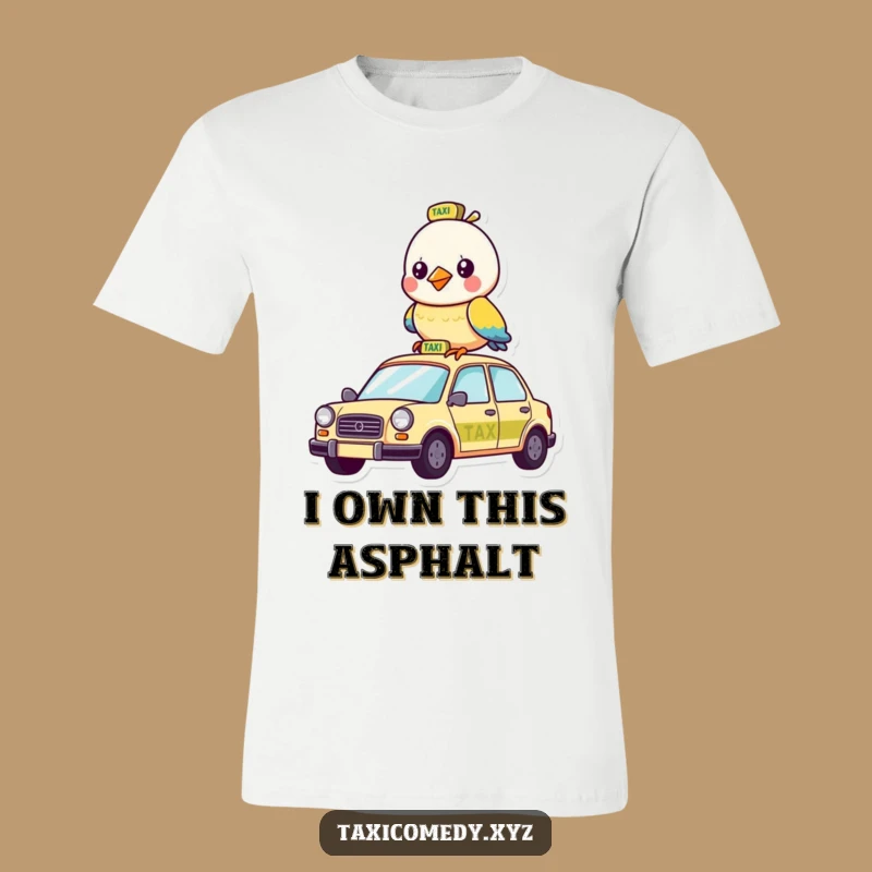 Funny Bird on Taxi Tee: Wearable Humor for Animal Lovers and City Dwellers