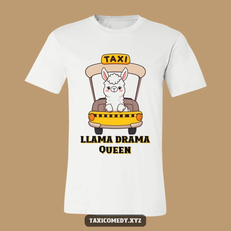 Funny Llama Taxi Passenger T-Shirt - Quirky Alpaca's Scenic Route, Humorous Casual Wear Gift