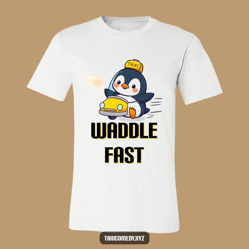 Funny Penguin Taxi Lover T-Shirt: Delighted by Speed, Witty Tee, Gift