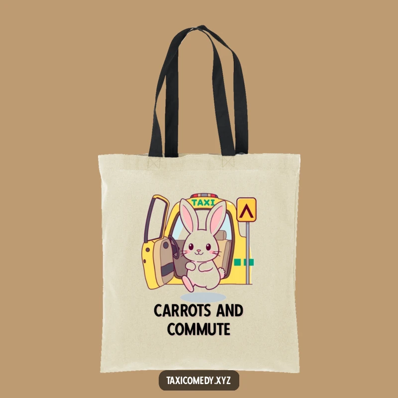 Funny Rabbit Taxi Tote Bag: Carry Your Enthusiasm with Whimsical Flair