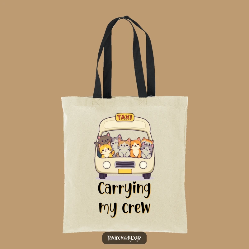 Funny Cat Taxi Tote Bag: Packed Feline Ride is a Hilarious Gift