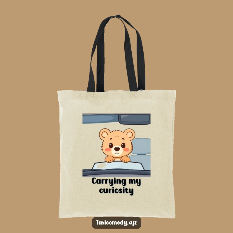 Funny Bear Cub Taxi Tote Bag: Curious Cub's Adventure Carryall for Everyday Outings
