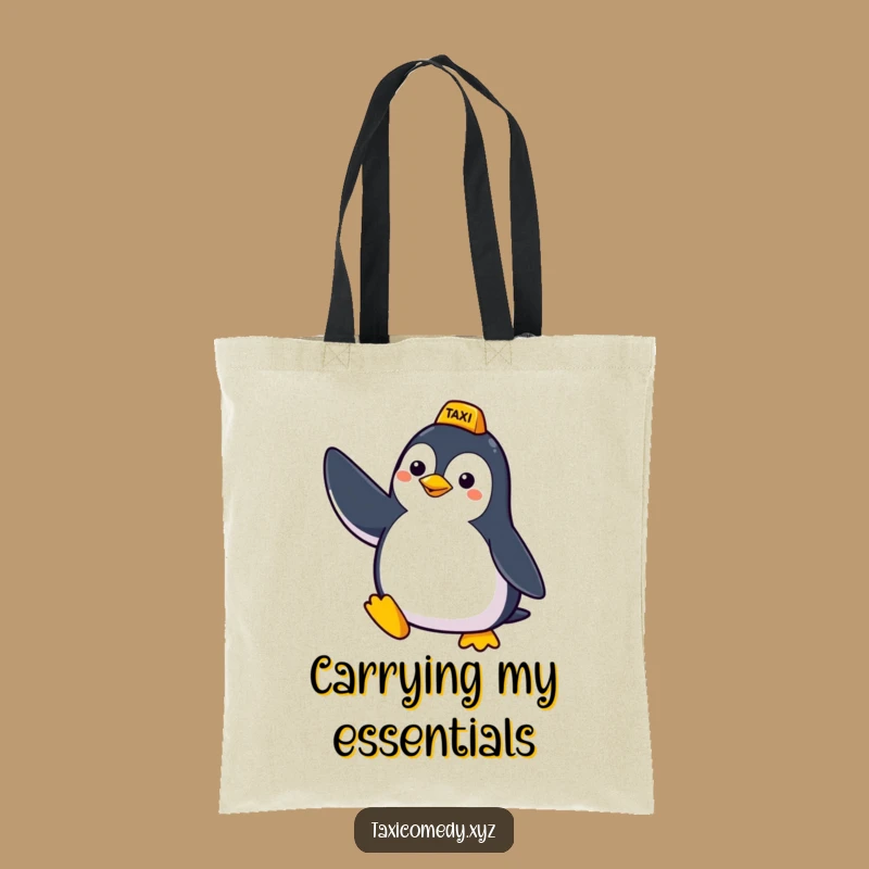 Funny Penguin Taxi Errands Tote Bag - Stylish Bird's Ride Request, Practical Humorous Gift Accessory