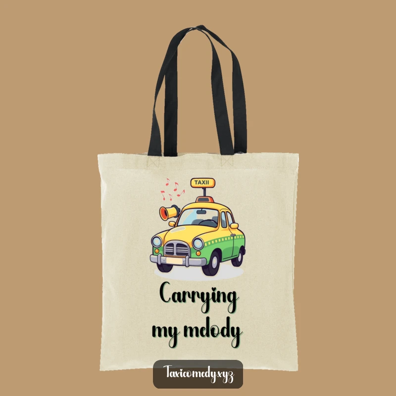 Funny Musical Taxi Tote Bag: Whimsical Horn Playing Tunes, Practical & Humorous Ride Gift