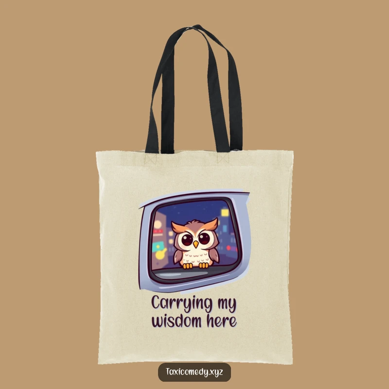 Funny Owl Taxi Tote Bag: Cheerful Night Traveler's Accessory, Ideal Funny Gift