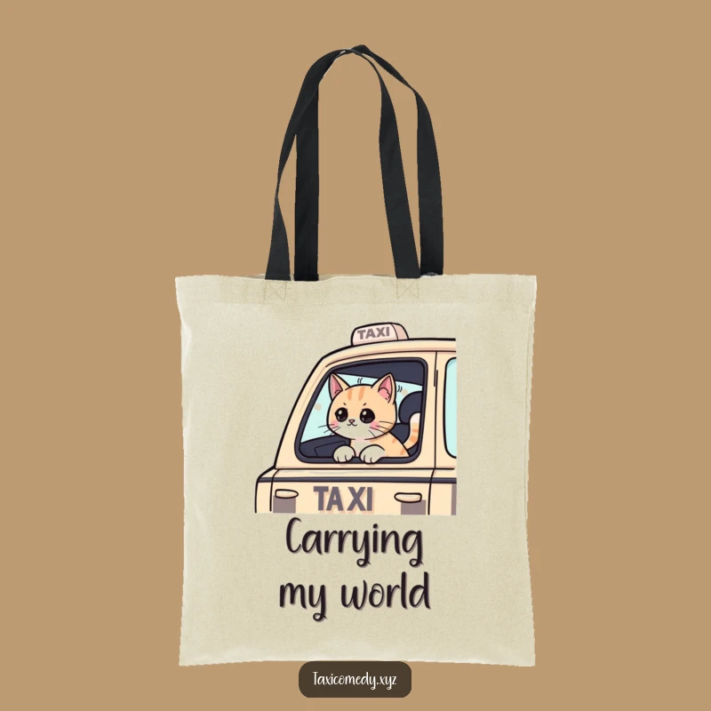 Funny Cat Taxi Tote Bag: Cat Passenger for Carrying Fun & Essentials