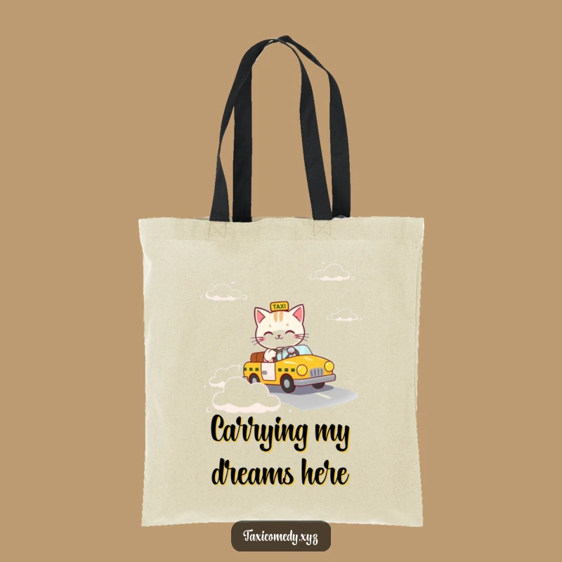 Funny Cloud Taxi Cat Tote Bag - Whimsical Carry-All for Dreamers