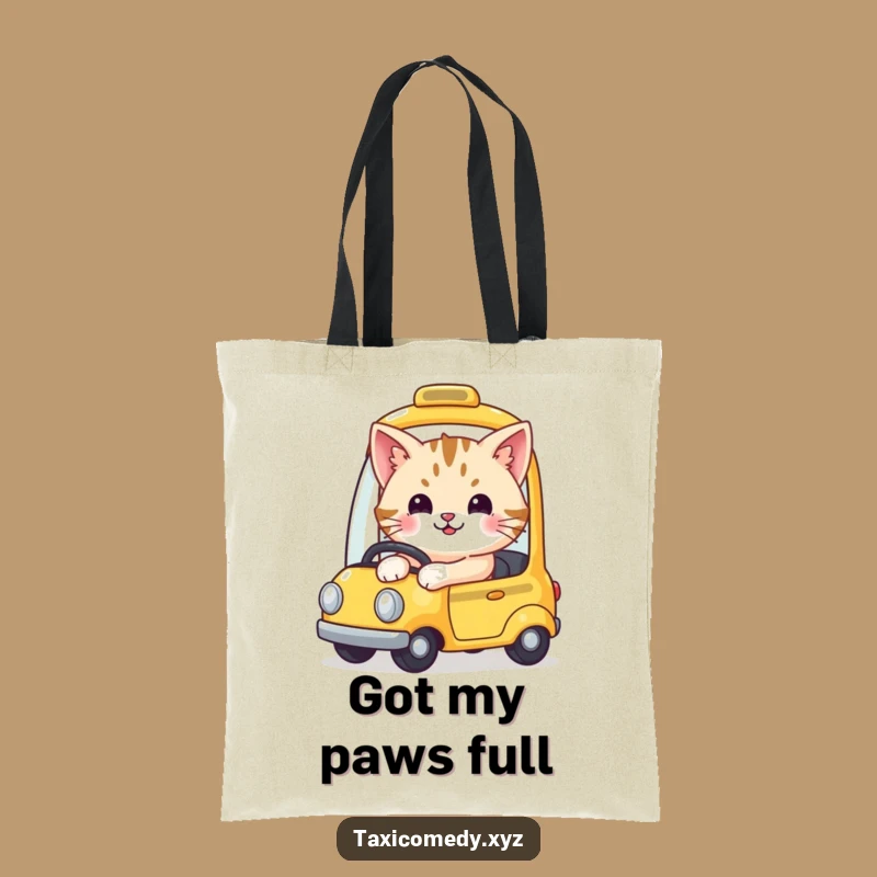 Funny Cute Cat Taxi Tote Bag - Stylish & Hilarious Feline Carry-All