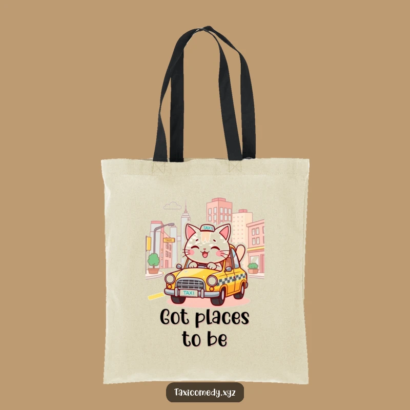 Funny Driving Cat Taxi Tote Bag - Stylish Humorous Accessory