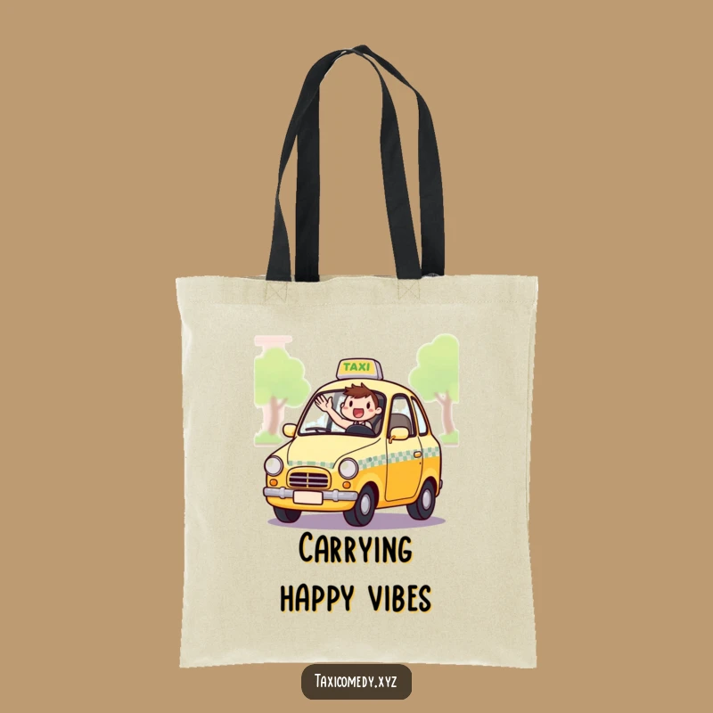 Funny Excited Taxi Driver Tote Bag: Carry Your Greetings with Flair