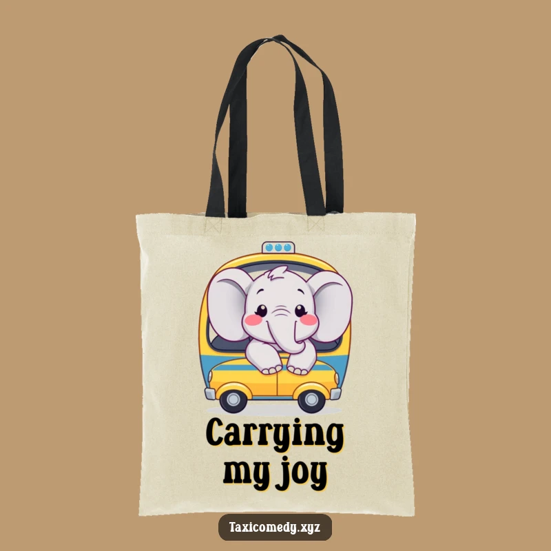 Funny Happy Elephant Taxi Tote Bag: Joyful Carry-All for Everyday Adventures