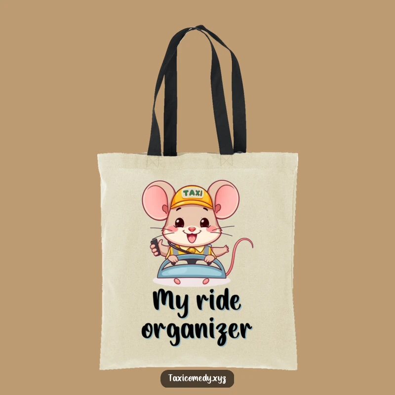 Funny Happy Mouse Taxi Tote Bag: Carry Your Day with Cheer