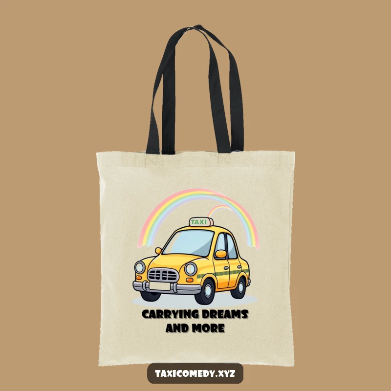 Funny Magical Taxi Tote Bag: Rainbow Cab, Practical & Whimsical Ride Gift
