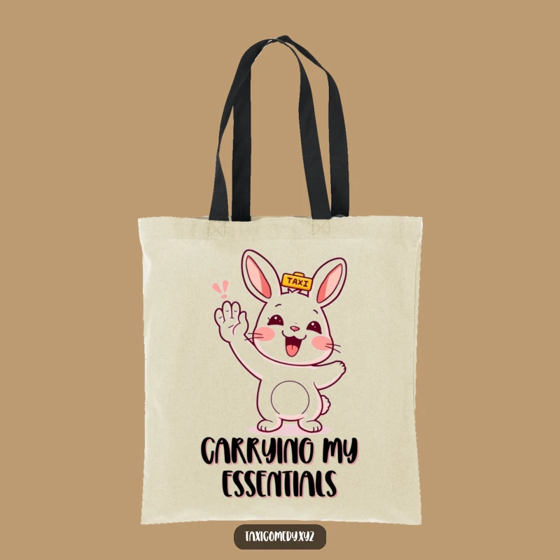 Funny Rabbit Hailing Taxi Tote Bag - Humorous Shopping Bag for Every Outing