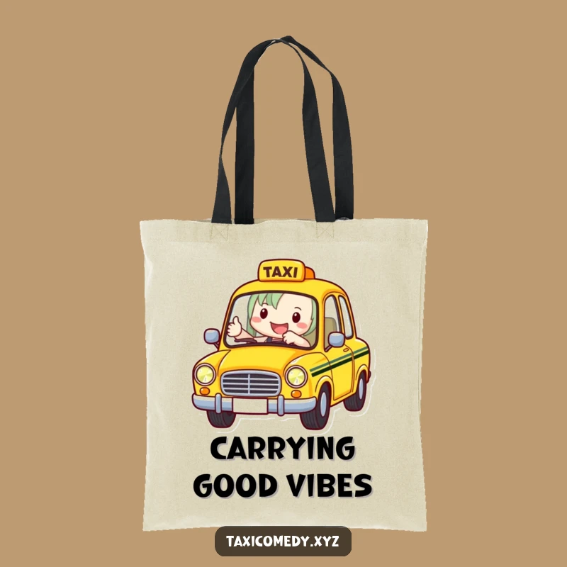 Funny Taxi Driver Tote Bag: Cheerful Cabbie Thumbs Up, Practical & Humorous Ride Gift