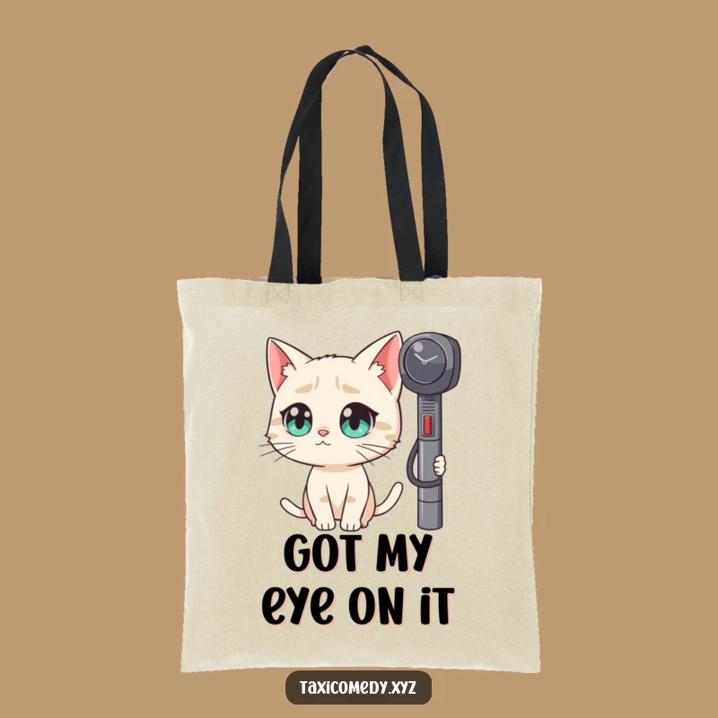 Funny Curious Cat Taxi Meter Tote Bag - Stylish Humorous Accessory Gift