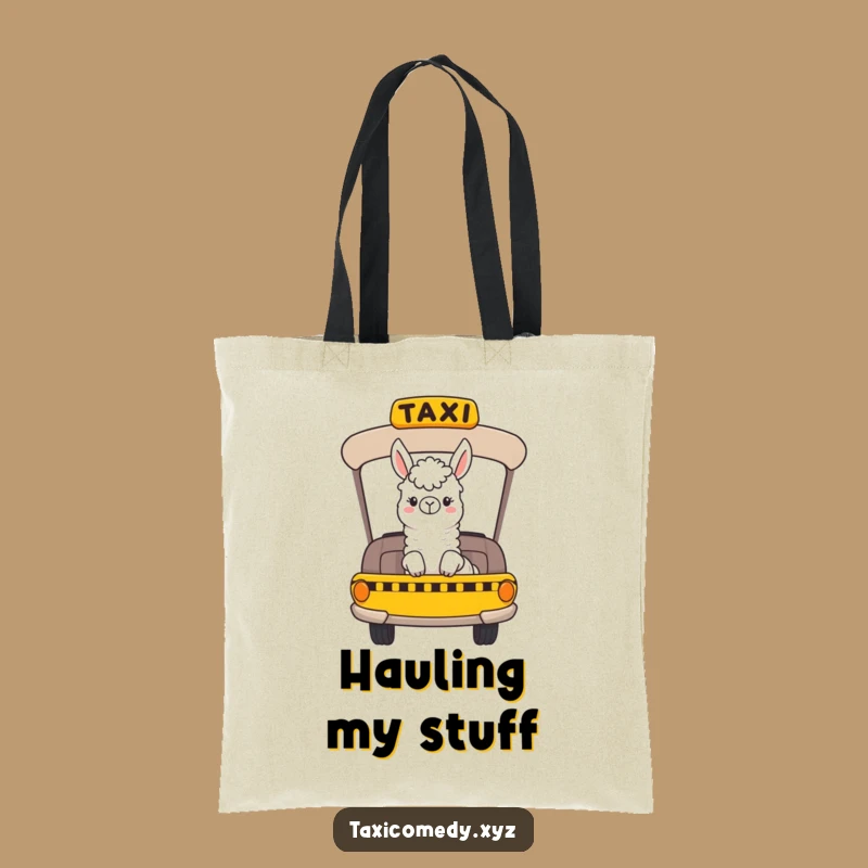 Funny Llama Taxi Tote Bag - Cheerful Alpaca's Ride, Practical Humorous Gift Accessory