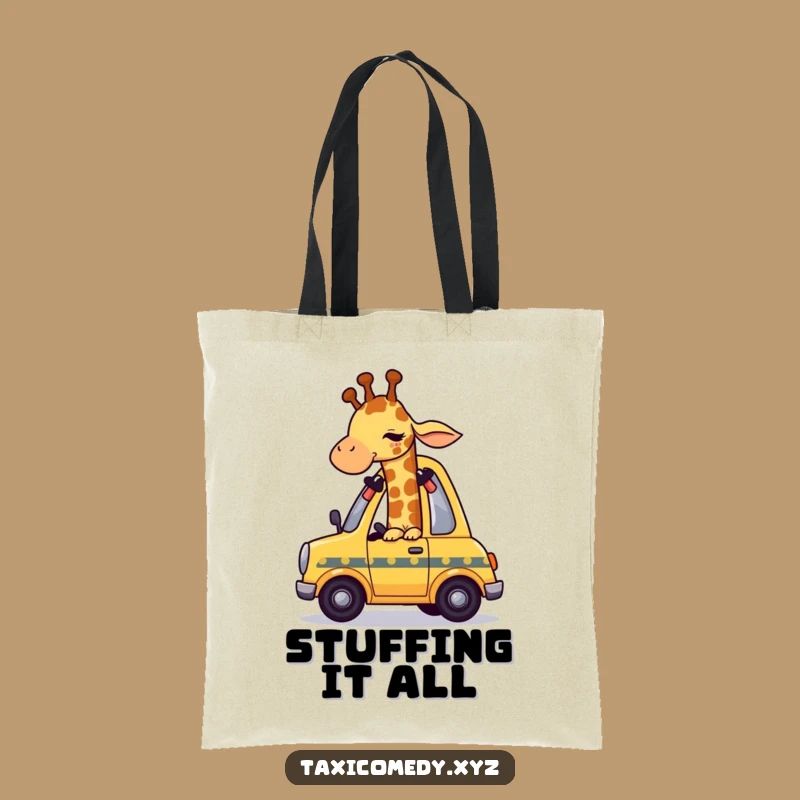 Funny Giraffe Taxi Tote Bag - Humorous Carry-all for Big Personalities